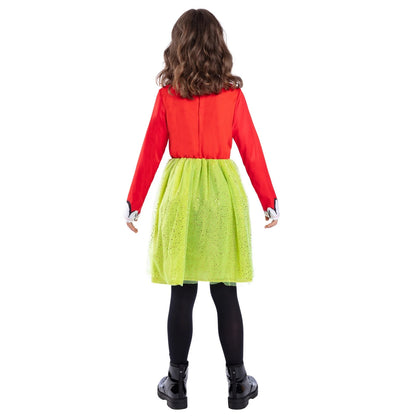 Red-Green - Back - The Grinch Girls Santa Costume Set