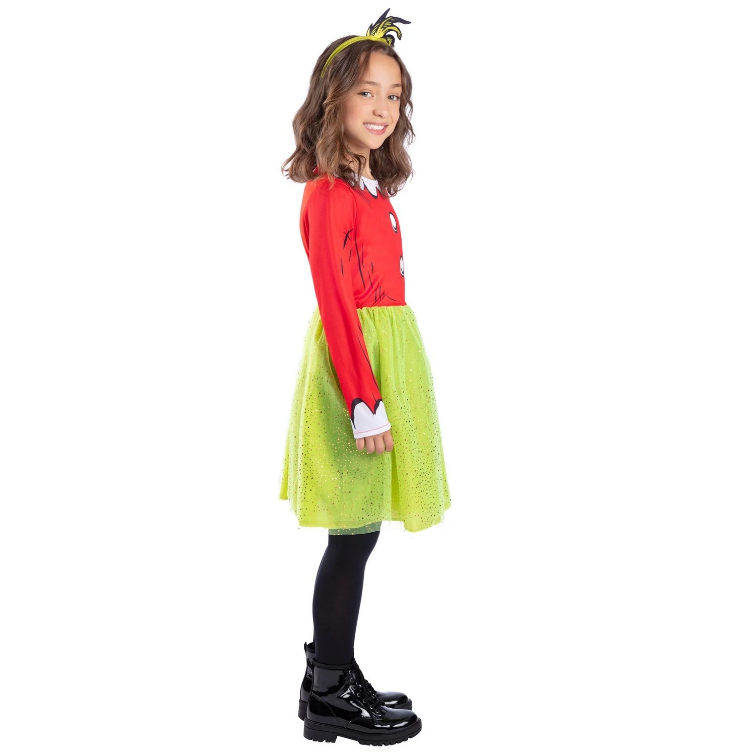 Red-Green - Side - The Grinch Girls Santa Costume Set