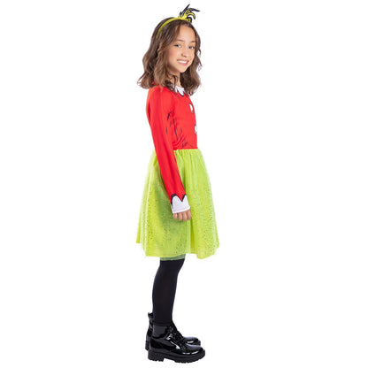 Red-Green - Side - The Grinch Girls Santa Costume Set