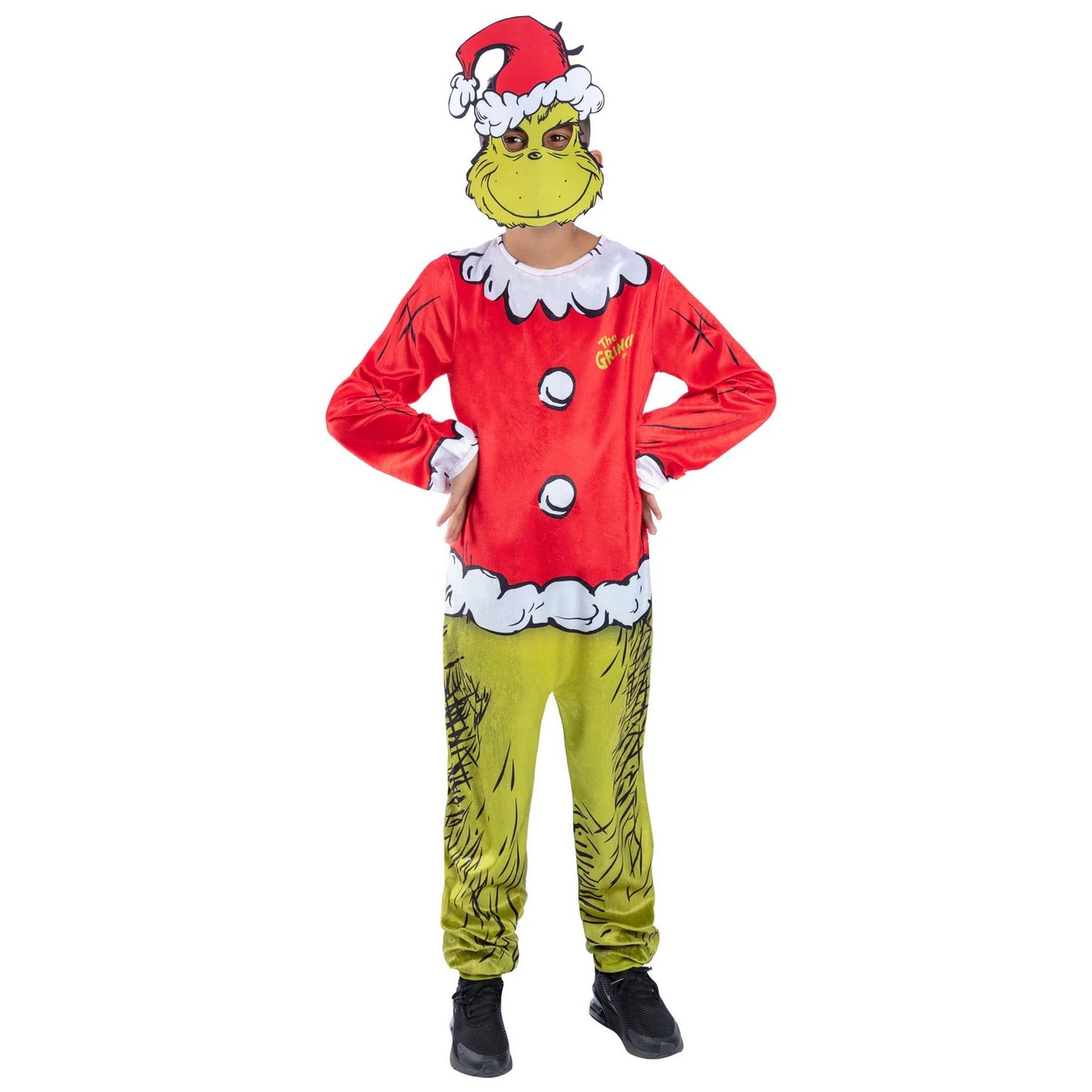 Green-Red - Front - The Grinch Childrens-Kids Dr. Seuss Santa Costume