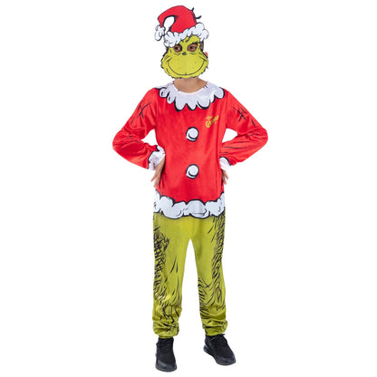 Green-Red - Front - The Grinch Childrens-Kids Dr. Seuss Santa Costume