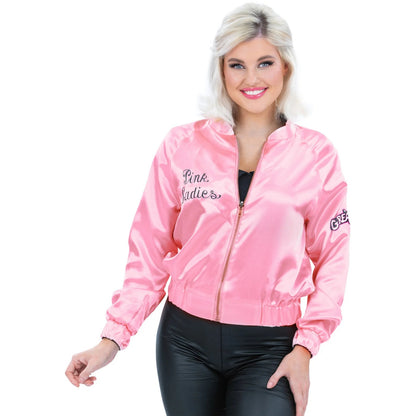Pink-Black - Front - Grease Womens-Ladies Pink Ladies & T-Birds Reversible Costume Jacket