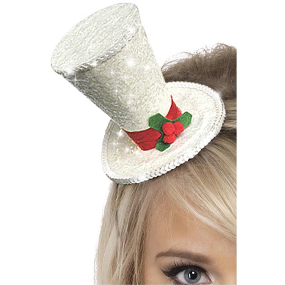 White - Front - Smiffys Top Hat Christmas Costume Headwear