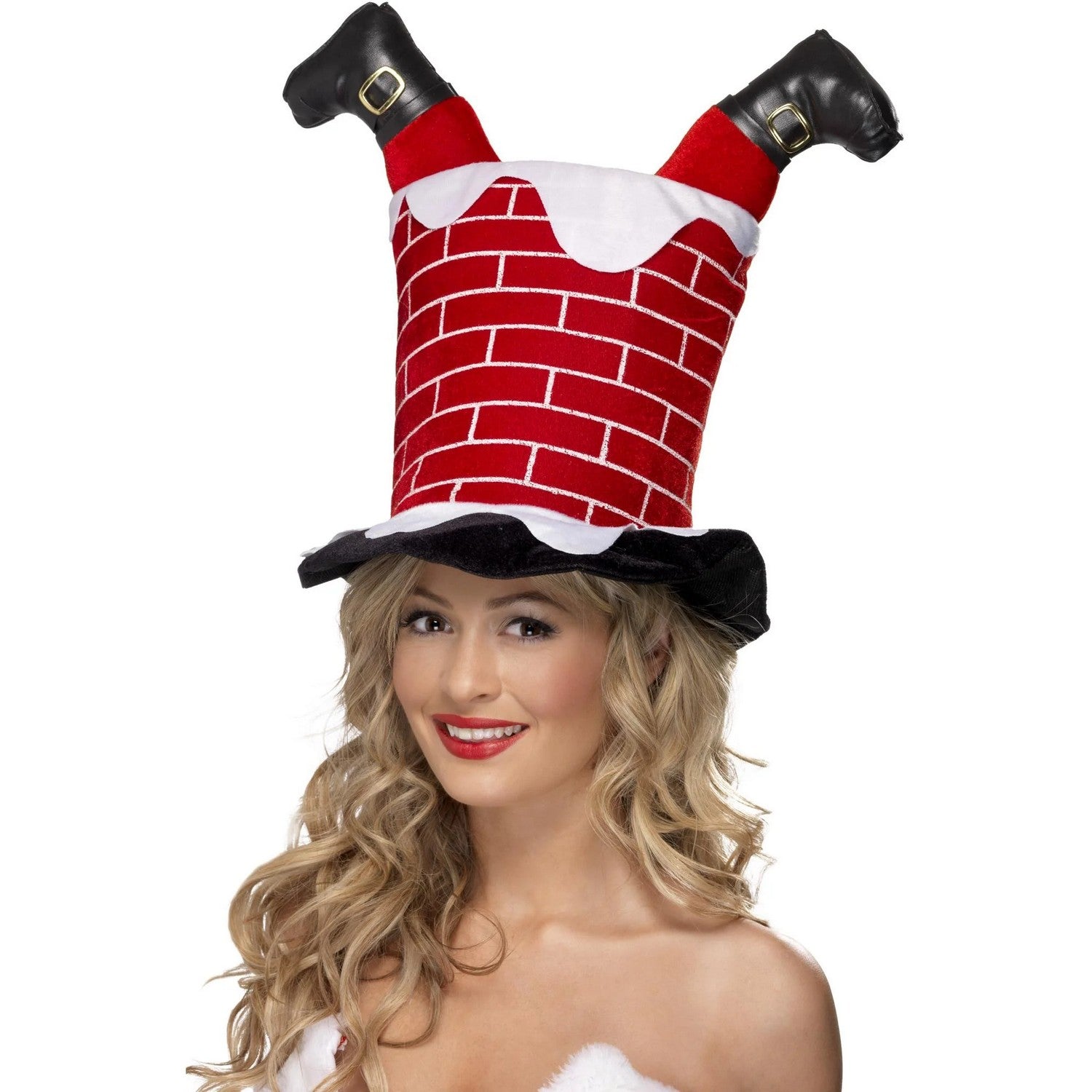 Red - Back - Smiffys Santa Stuck In Chimney Christmas Costume Hat