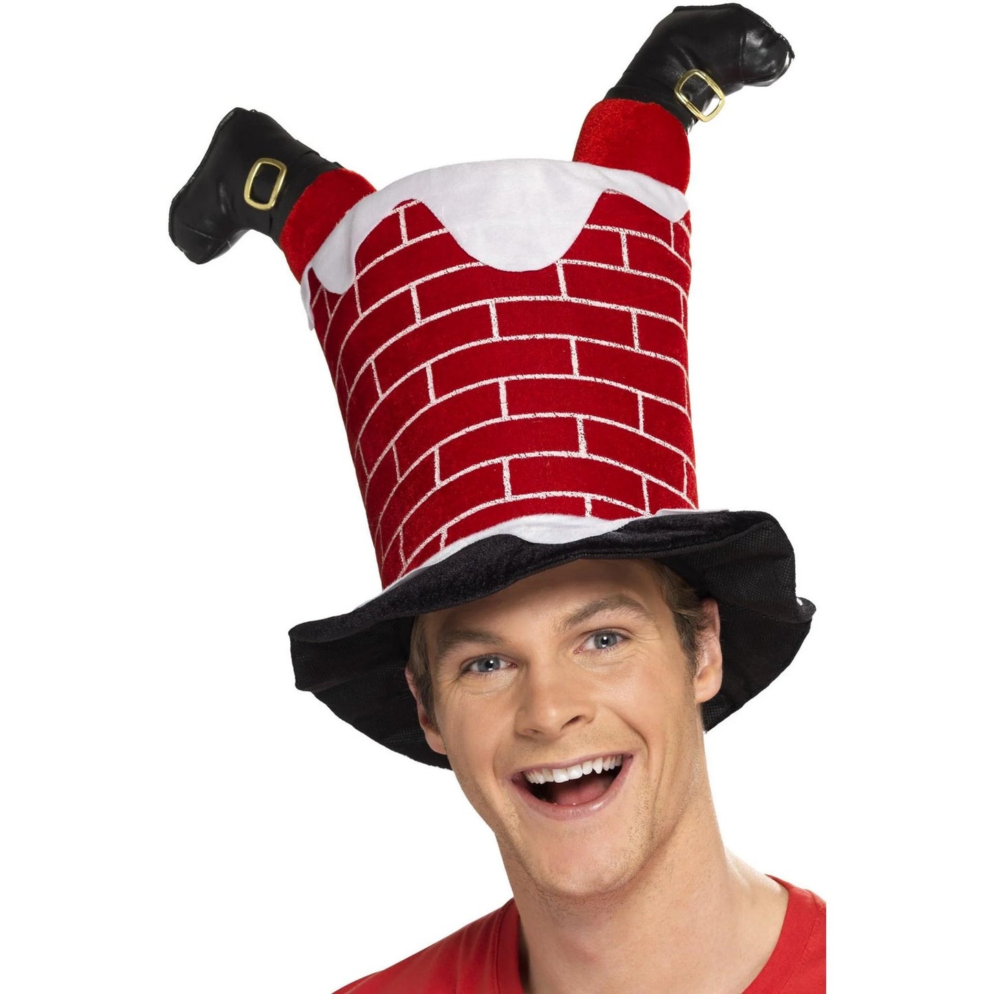 Red - Front - Smiffys Santa Stuck In Chimney Christmas Costume Hat