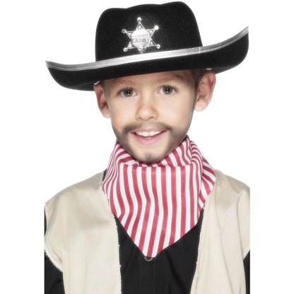 Black - Back - Smiffys Childrens-Kids Sheriff Cowboy Costume Hat