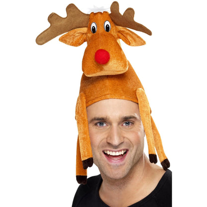 Brown - Front - Smiffys Reindeer Christmas Costume Hat