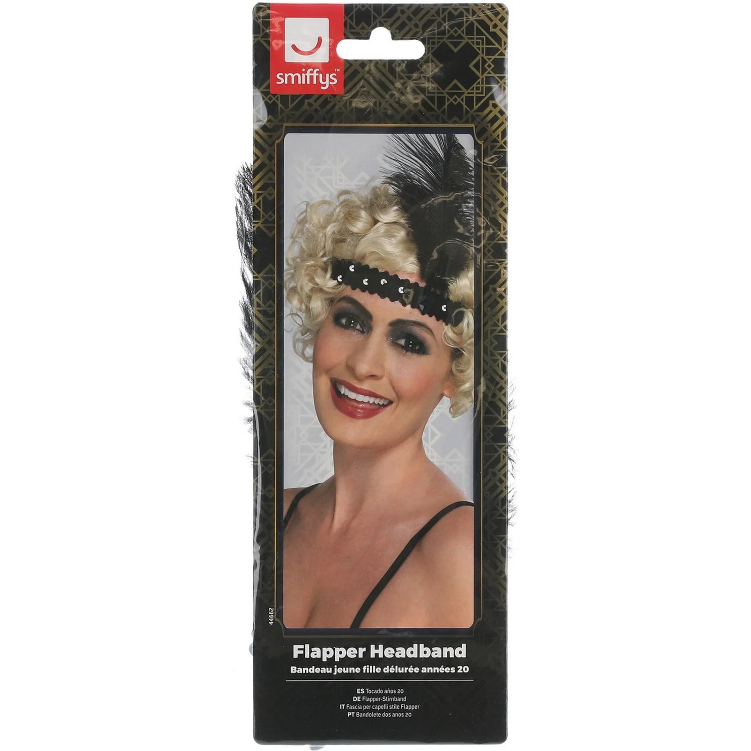 Black - Back - Smiffys Flapper Costume Headwear
