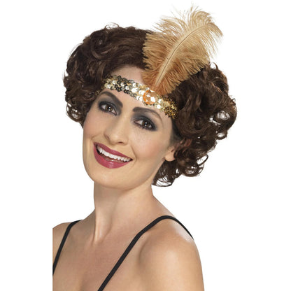 Brown - Front - Smiffys Flapper Costume Headwear