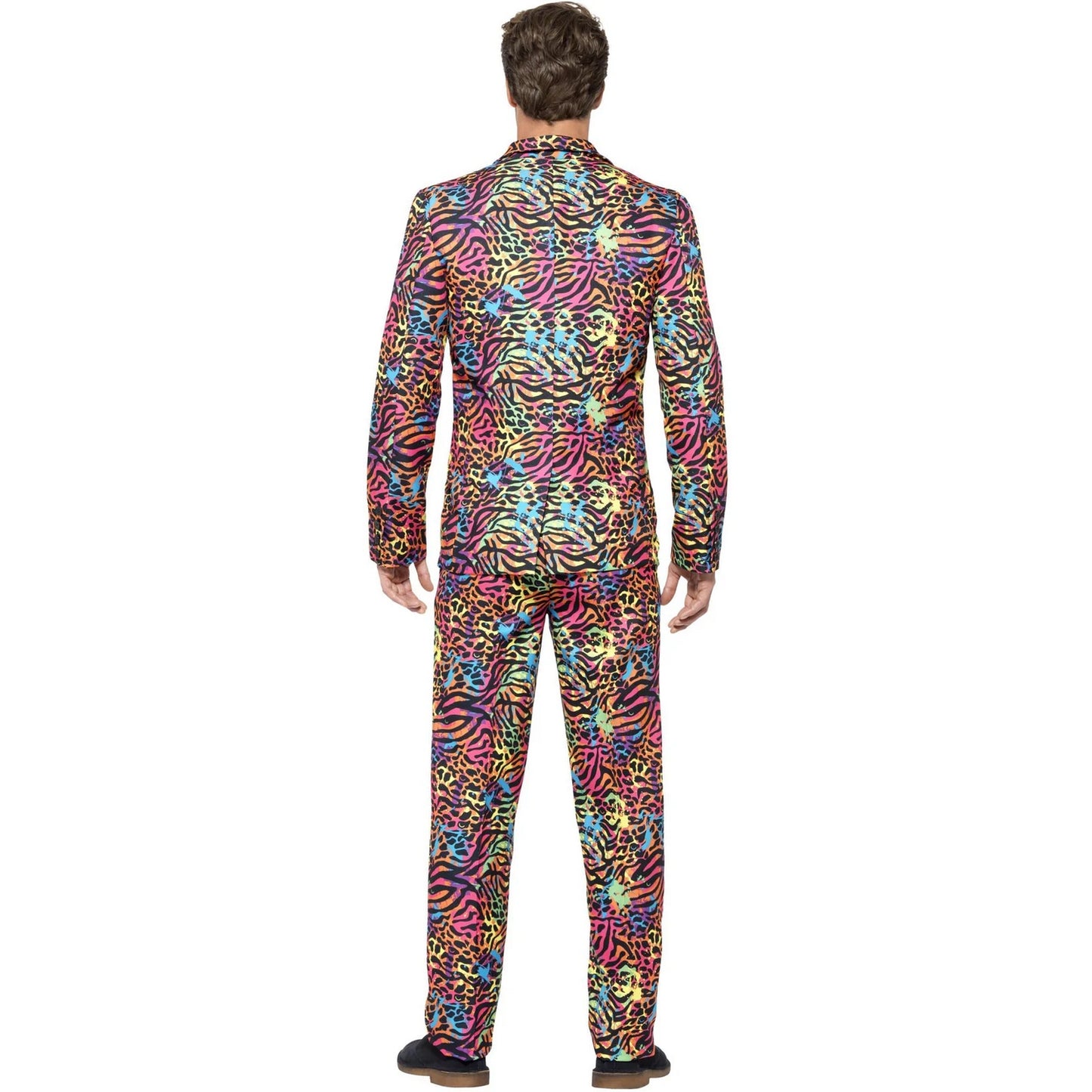 Multicoloured - Back - Smiffys Mens Animal Print Neon Costume Suit