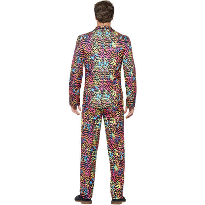 Multicoloured - Back - Smiffys Mens Animal Print Neon Costume Suit