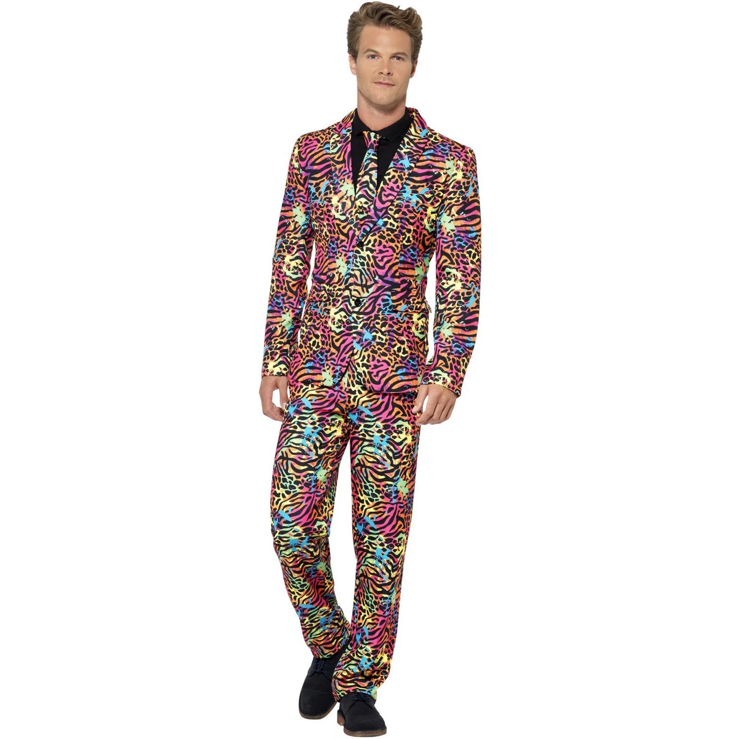 Multicoloured - Front - Smiffys Mens Animal Print Neon Costume Suit