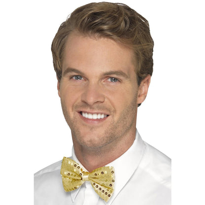 Gold - Front - Smiffys Sequin Costume Bow Tie