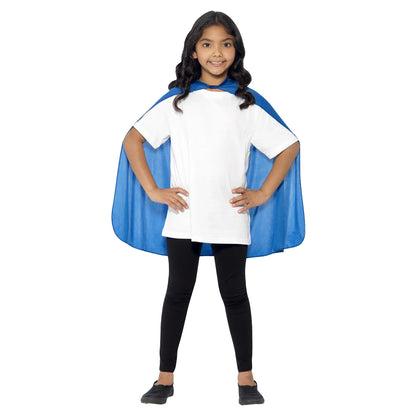 Blue - Back - Smiffys Childrens-Kids Plain Costume Cape