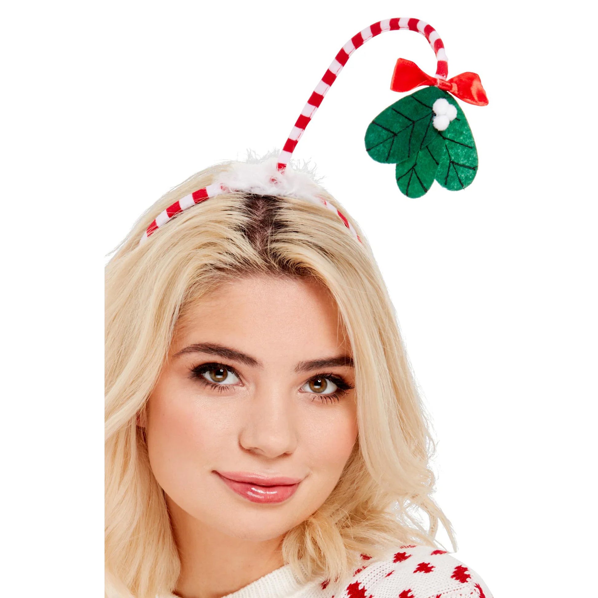 White-Red - Front - Smiffys Mistletoe Kisses Costume Headwear