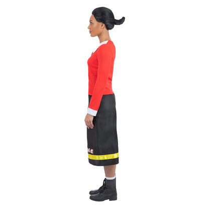 Red-Black - Side - Popeye Womens-Ladies Olive Oyl Costume