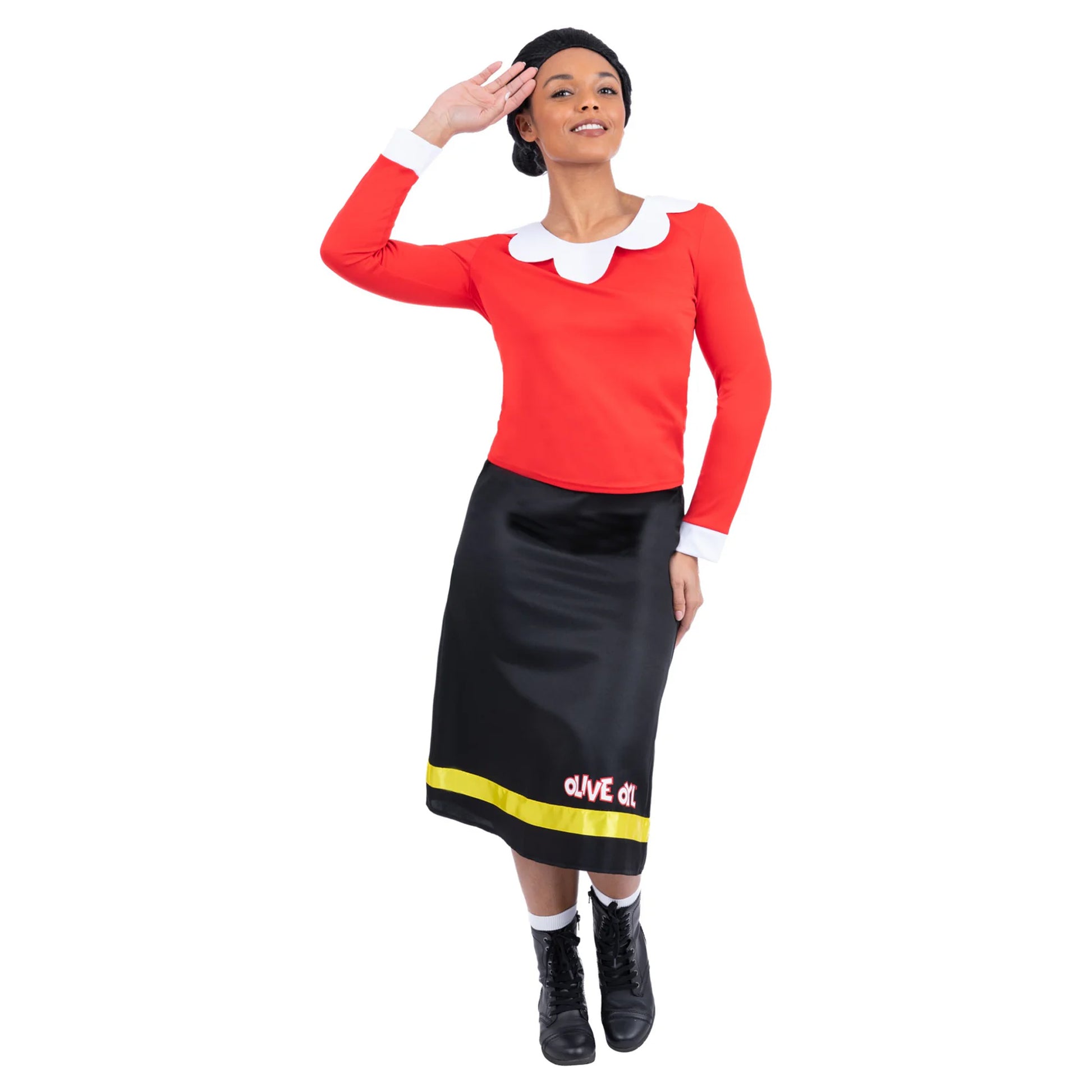 Red-Black - Front - Popeye Womens-Ladies Olive Oyl Costume