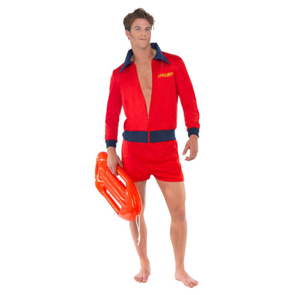 Red-Navy Blue - Front - Baywatch Mens Lifeguard Beach Logo Costume