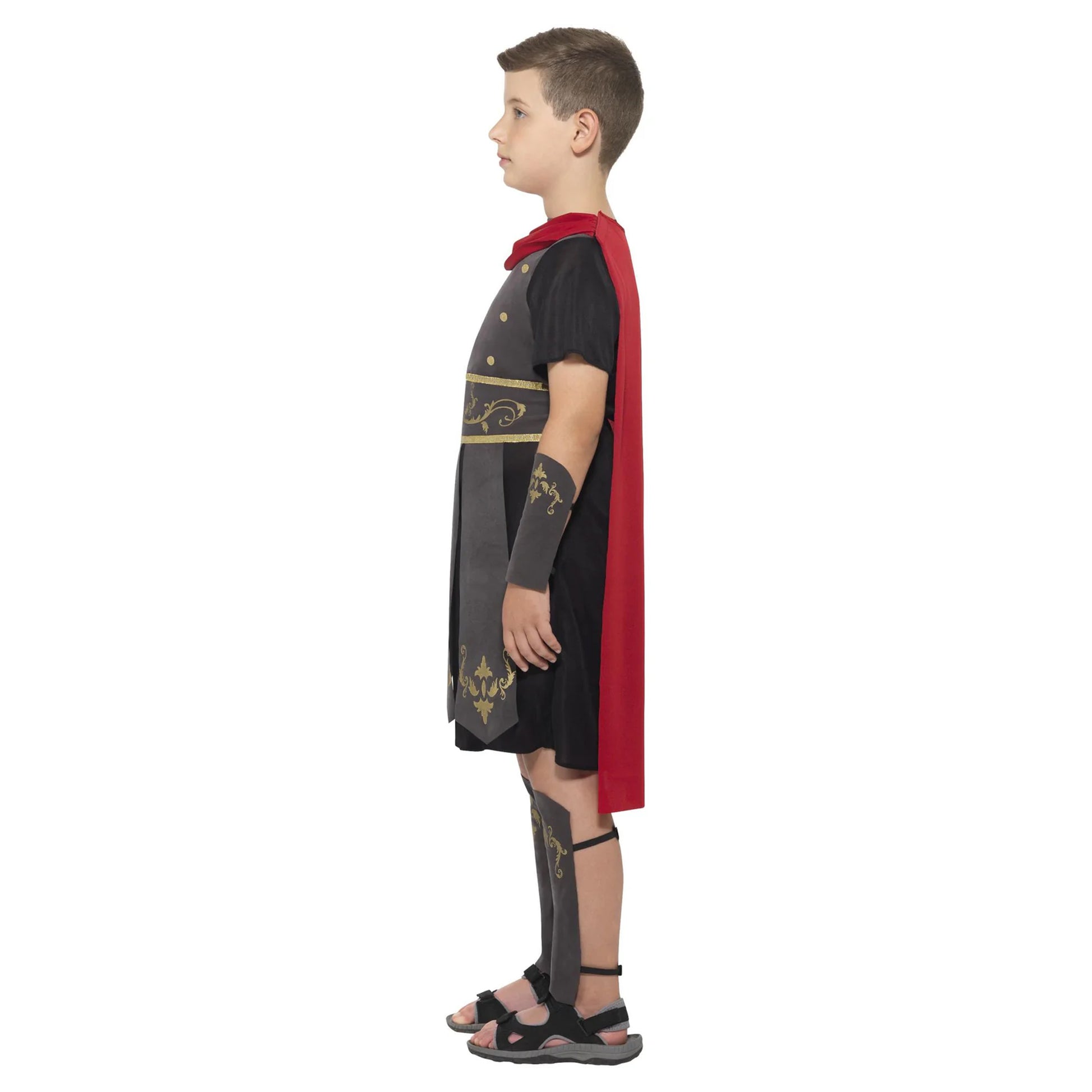 Dark Grey-Black-Red - Side - Smiffys Boys Roman Soldier Costume