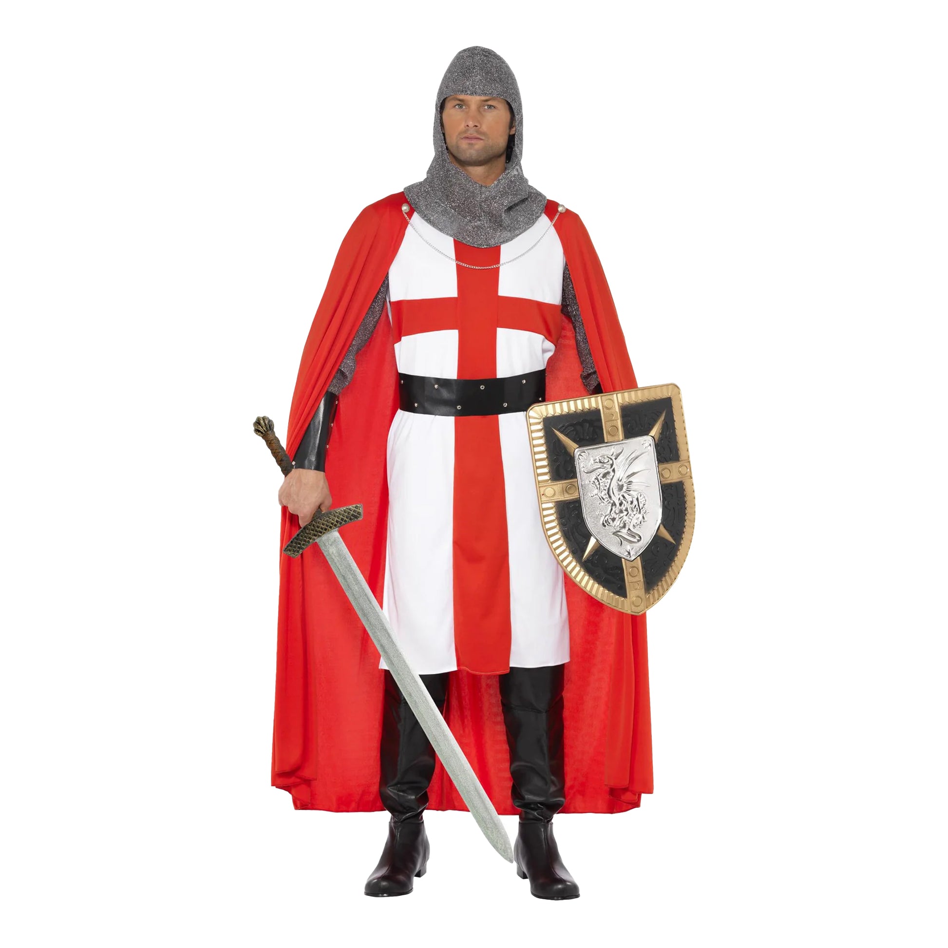 Red-White-Black - Front - Smiffys Mens St George Hero Costume