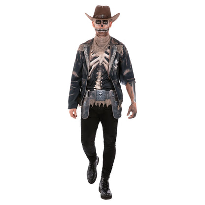 Grey-Black-Beige - Lifestyle - Smiffys Unisex Adult Skeleton Cowboy Costume