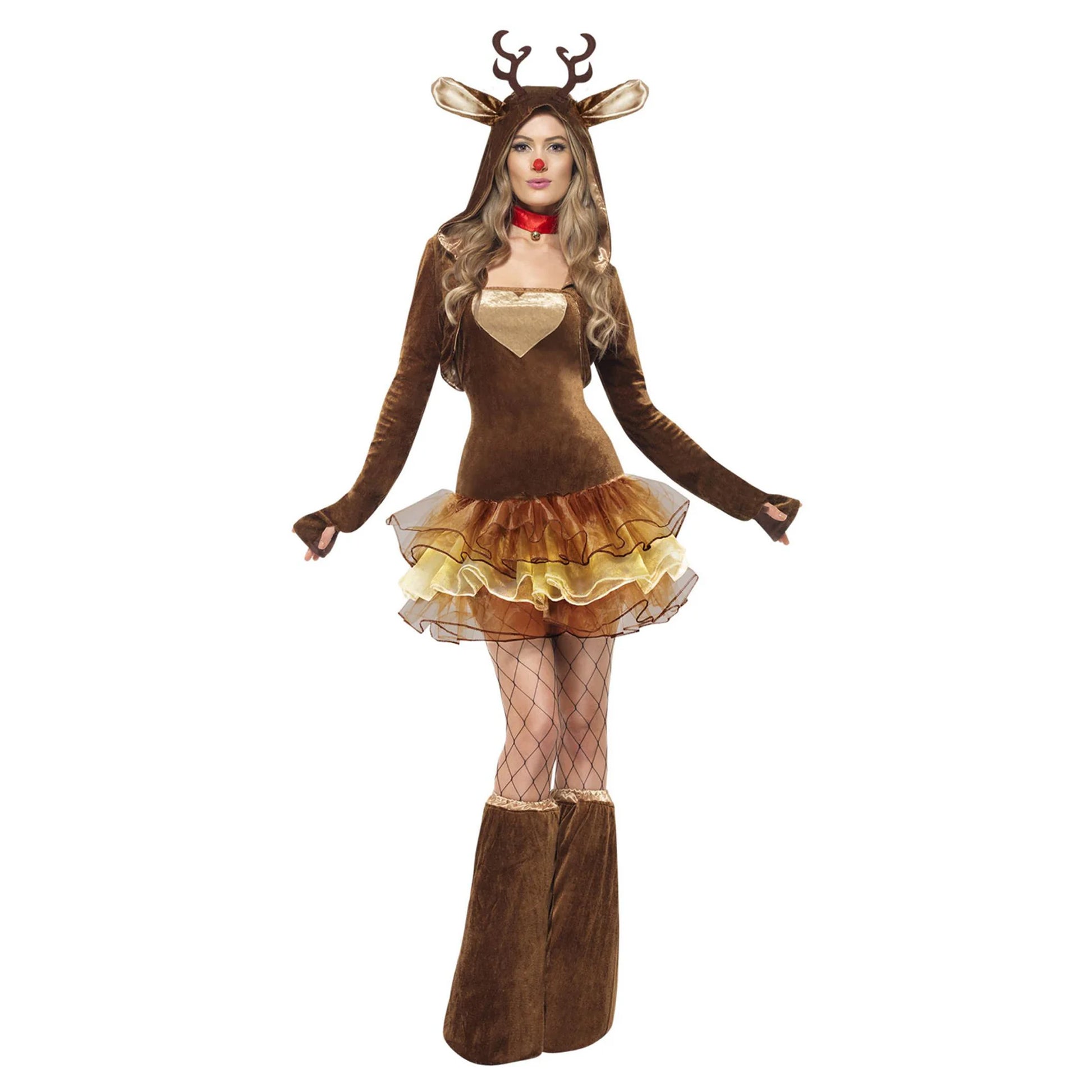 Brown - Lifestyle - Smiffys Womens-Ladies Fever Reindeer Costume