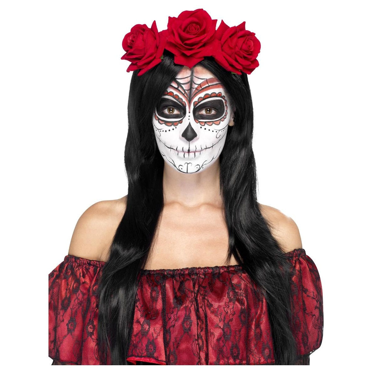 Red - Front - Smiffys Womens-Ladies Day Of The Dead Headband