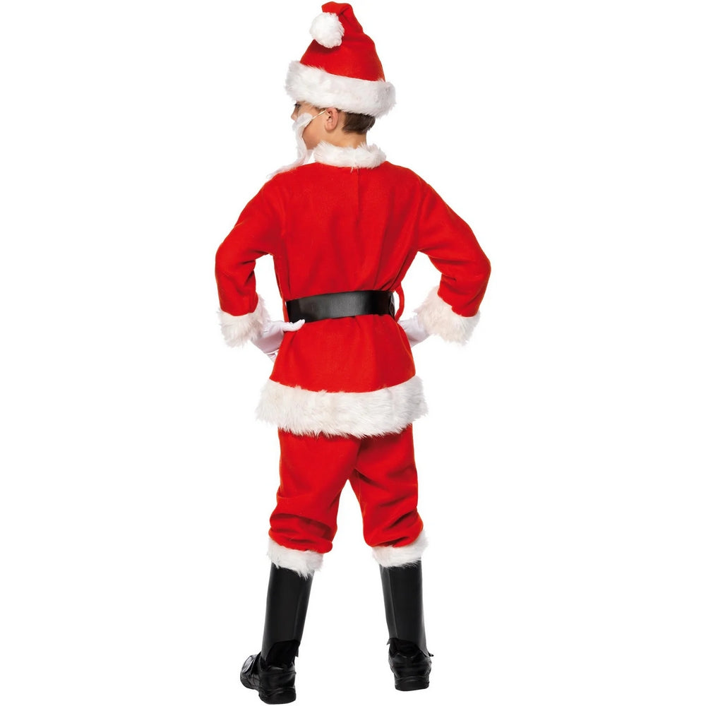 Red - Back - Smiffys Childrens-Kids Deluxe Santa Christmas Costume