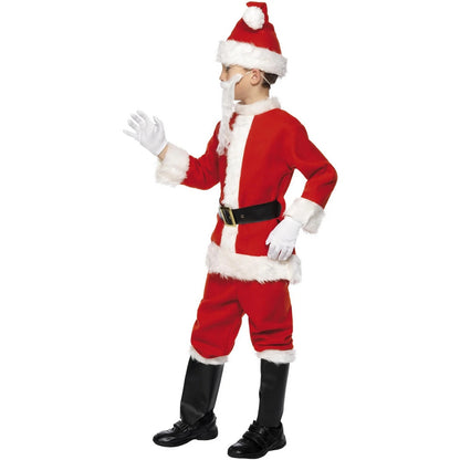 Red - Side - Smiffys Childrens-Kids Deluxe Santa Christmas Costume