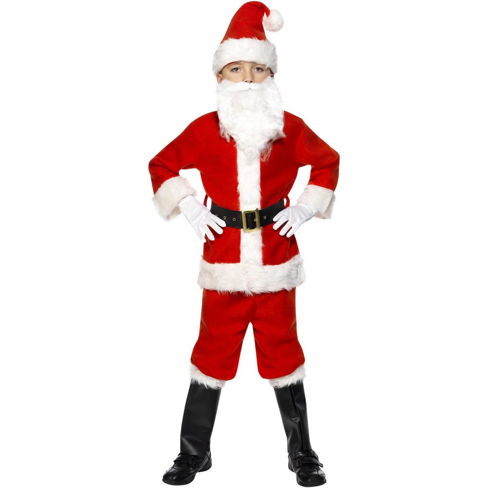 Red - Front - Smiffys Childrens-Kids Deluxe Santa Christmas Costume