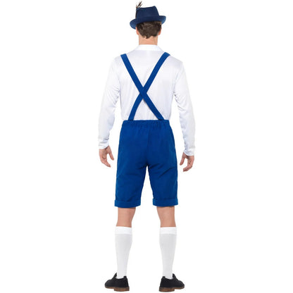Blue-White - Back - Smiffys Mens Bavarian Costume