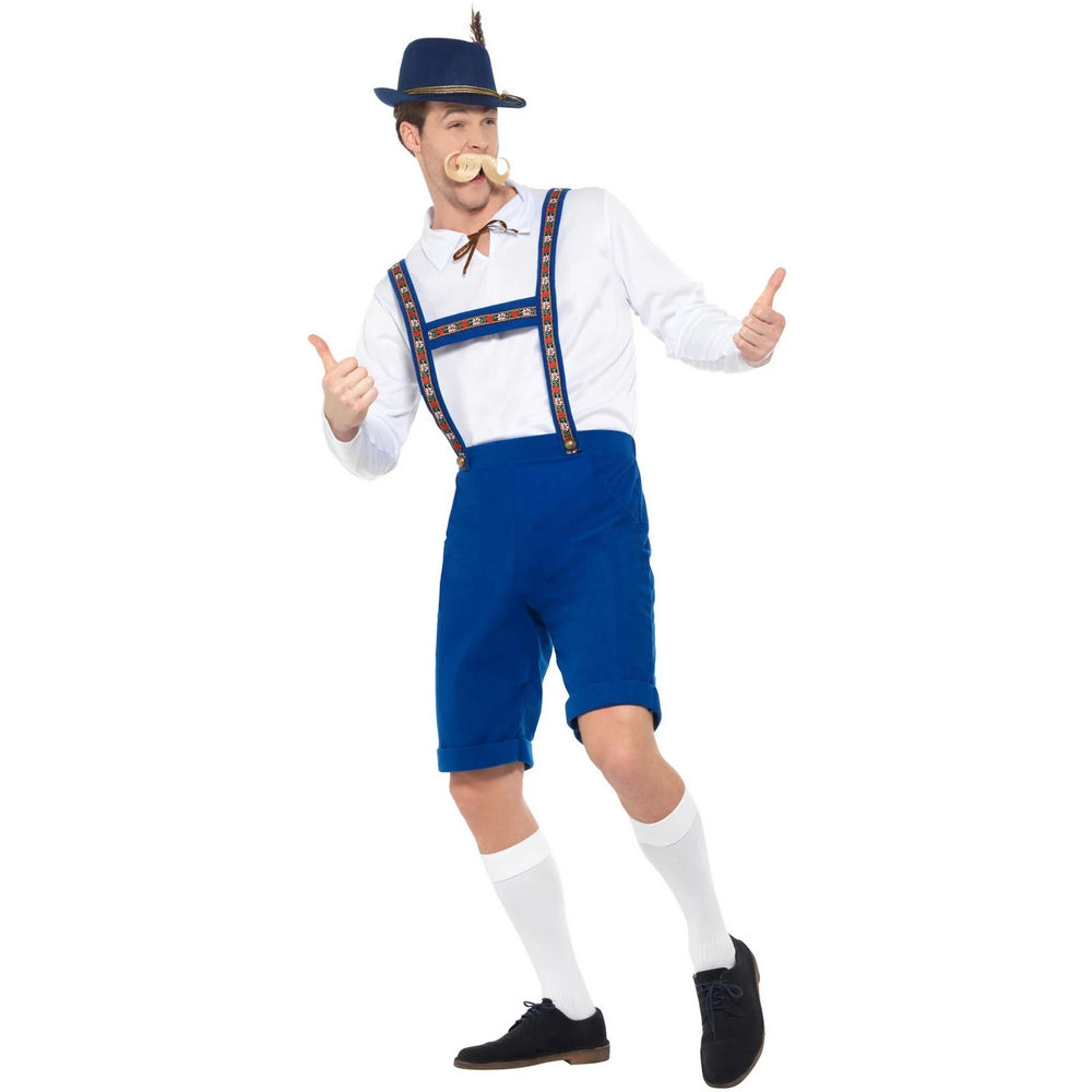 Blue-White - Side - Smiffys Mens Bavarian Costume