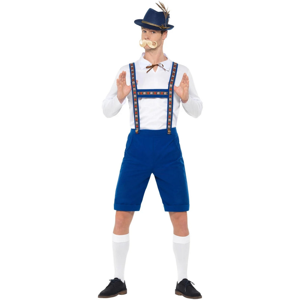 Blue-White - Front - Smiffys Mens Bavarian Costume
