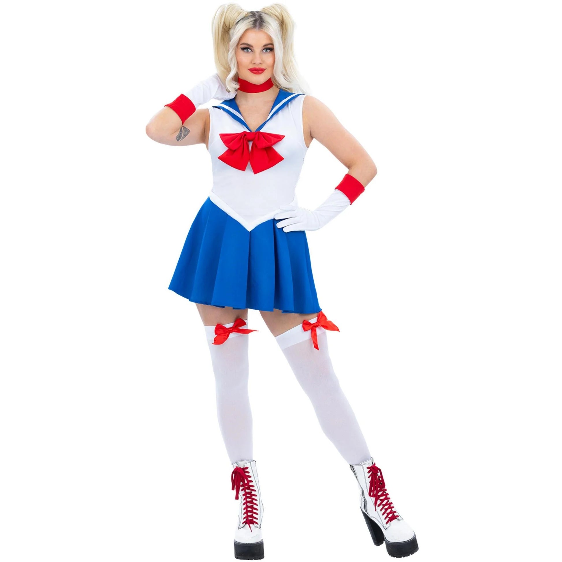 White-Navy Blue - Close up - Fever Womens-Ladies Star Sailor Costume