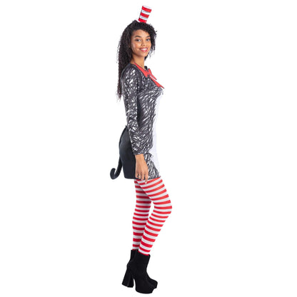 Black-White - Side - Dr. Seuss Womens-Ladies Cat in the Hat Costume