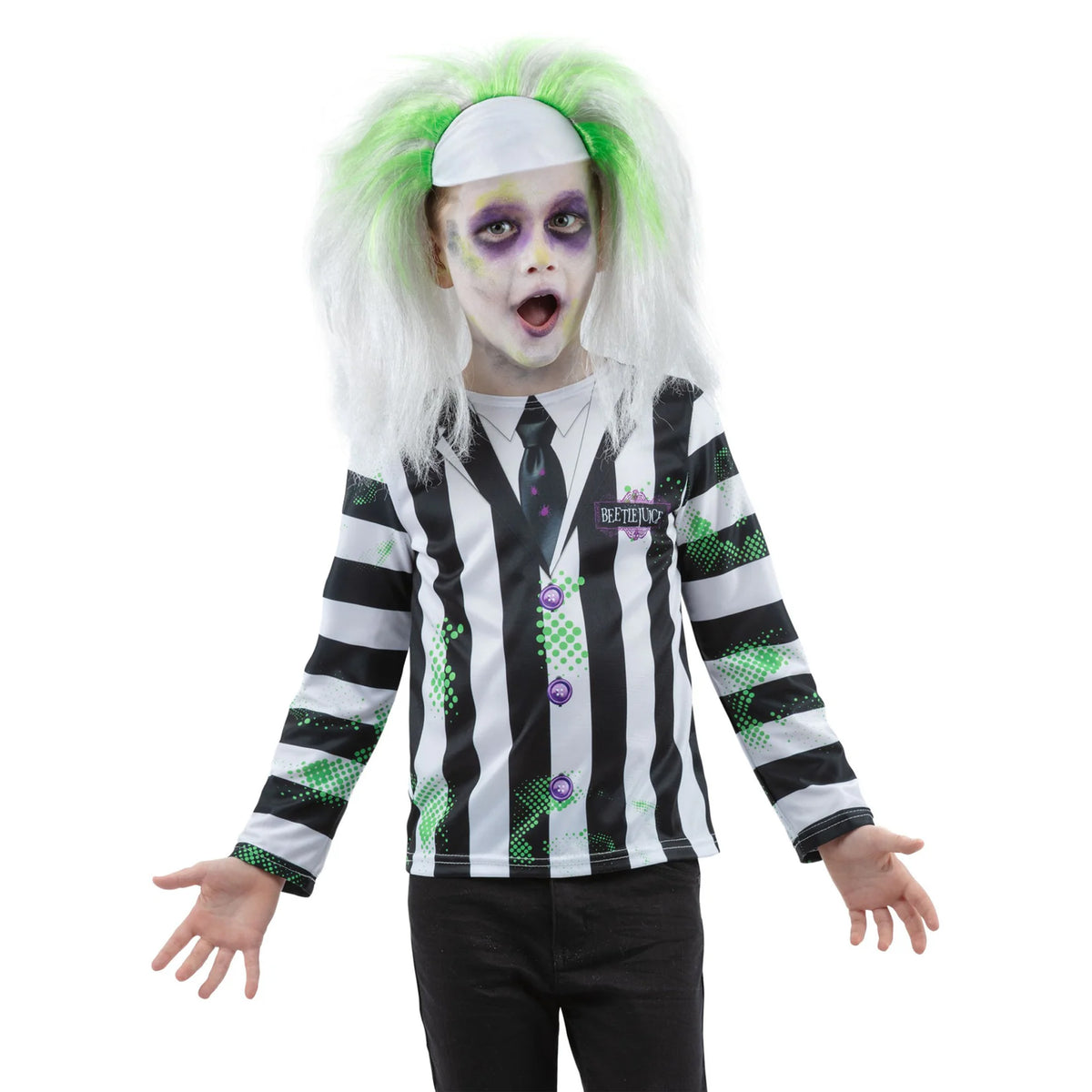 Black-White - Back - Beetlejuice Childrens-Kids Costume Set