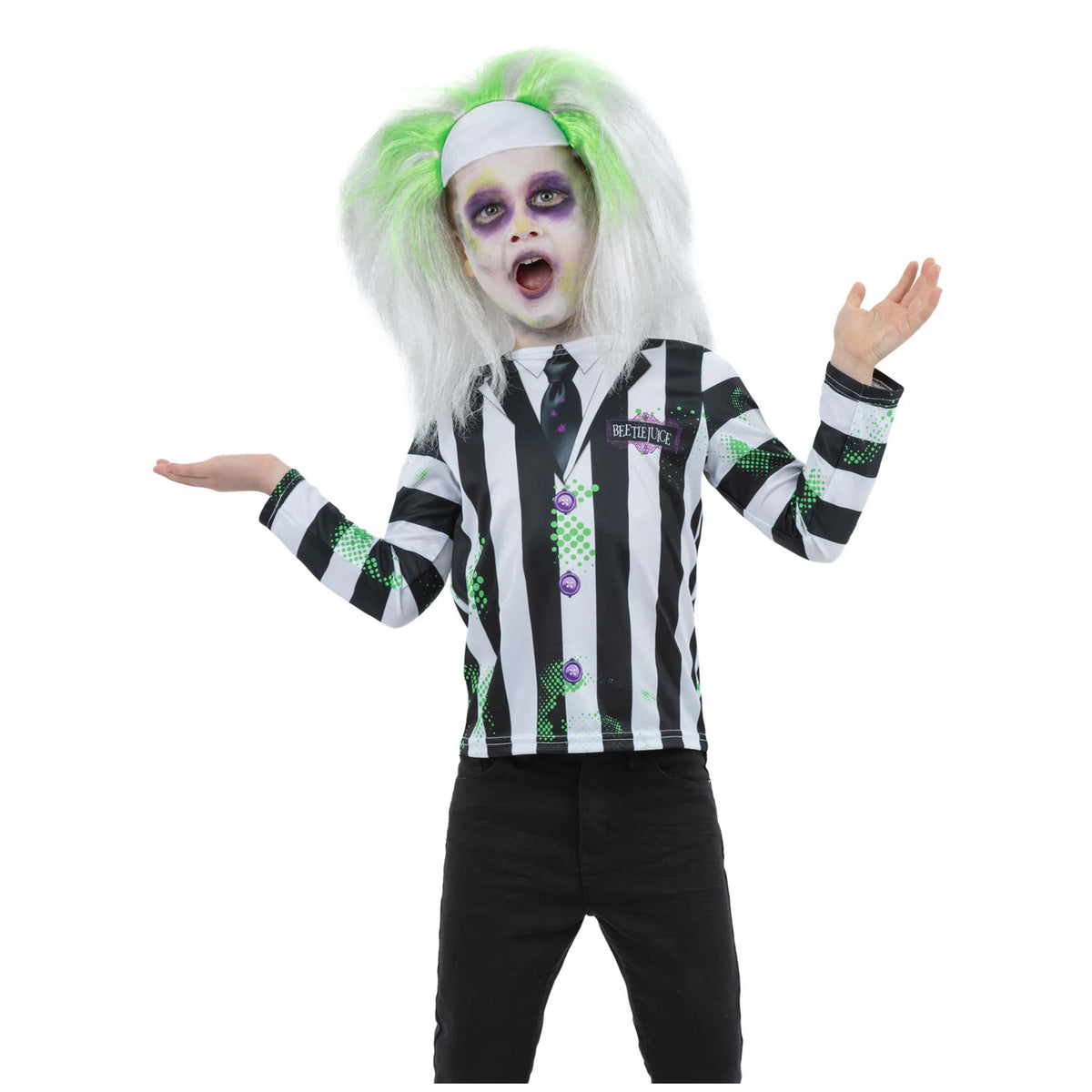 Black-White - Front - Beetlejuice Childrens-Kids Costume Set