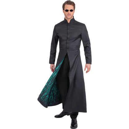 Black - Back - The Matrix Unisex Adult Contrast Detail Costume Jacket