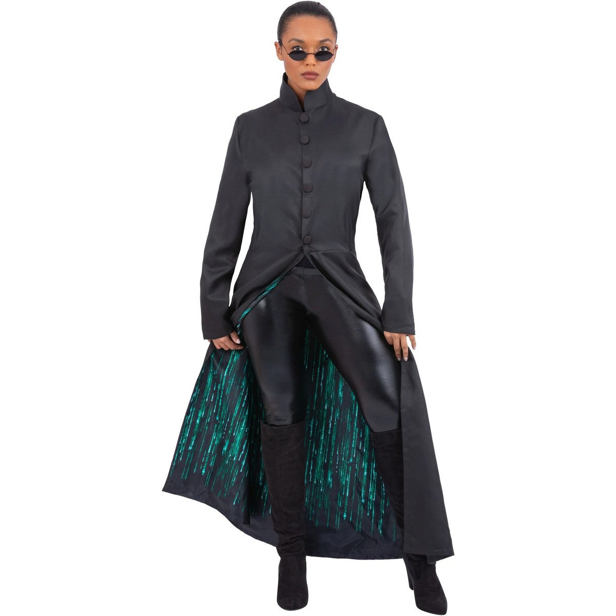 Black - Front - The Matrix Unisex Adult Contrast Detail Costume Jacket