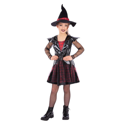Black-Red - Front - Smiffys Girls Punk Witch Costume