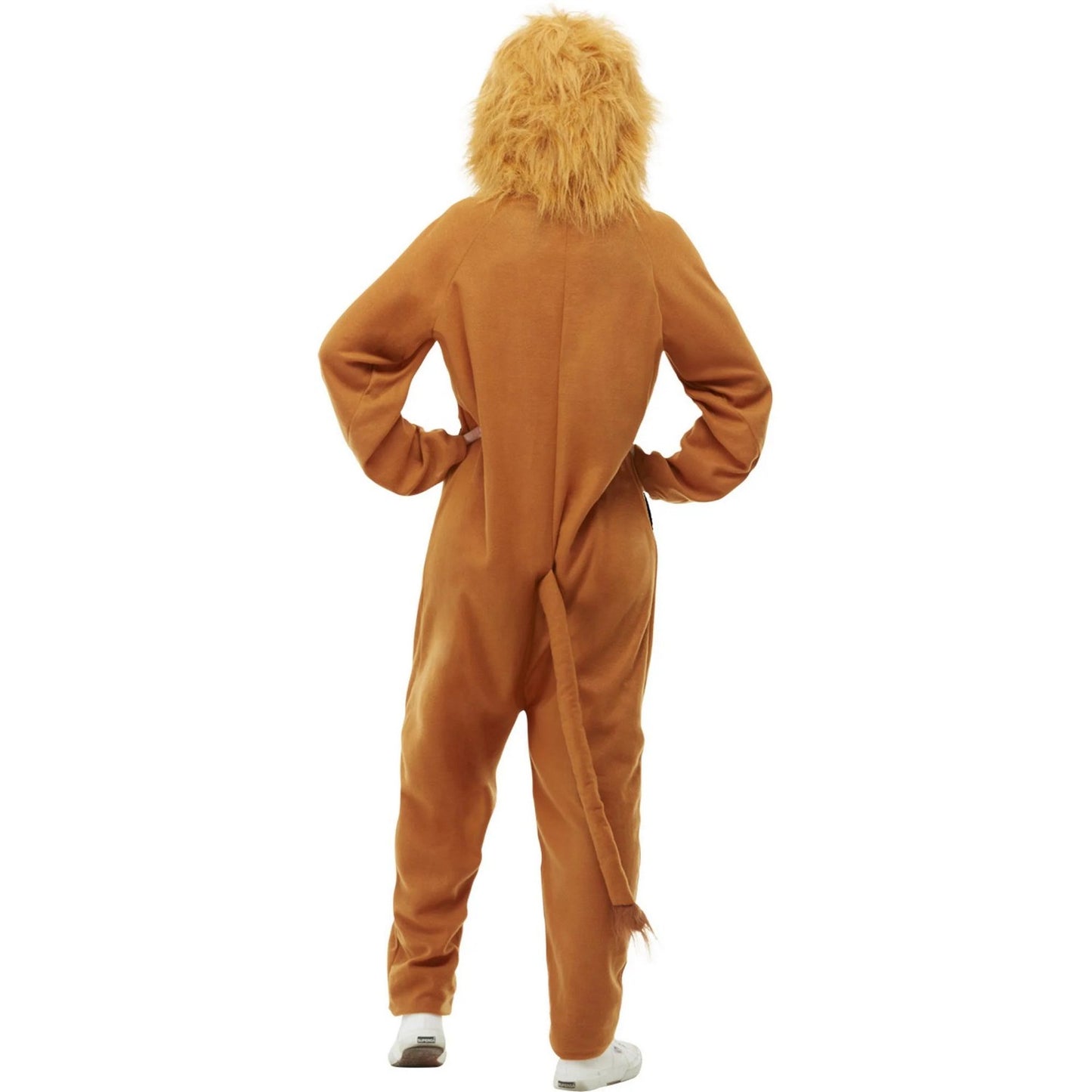 Brown - Back - Smiffys Unisex Adult Lion Costume Hooded Jumpsuit