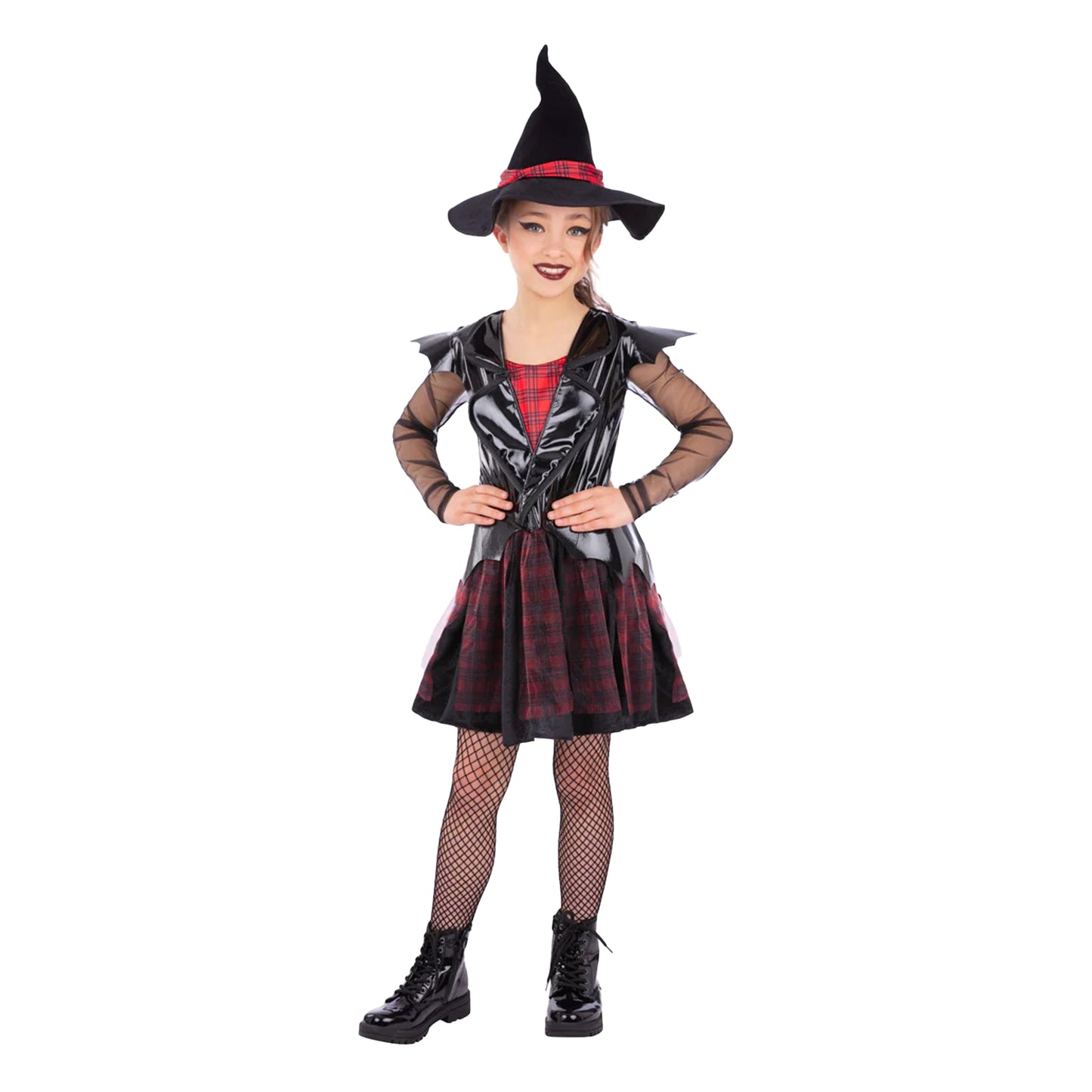 Black - Front - Smiffys Girls Punk Witch Costume