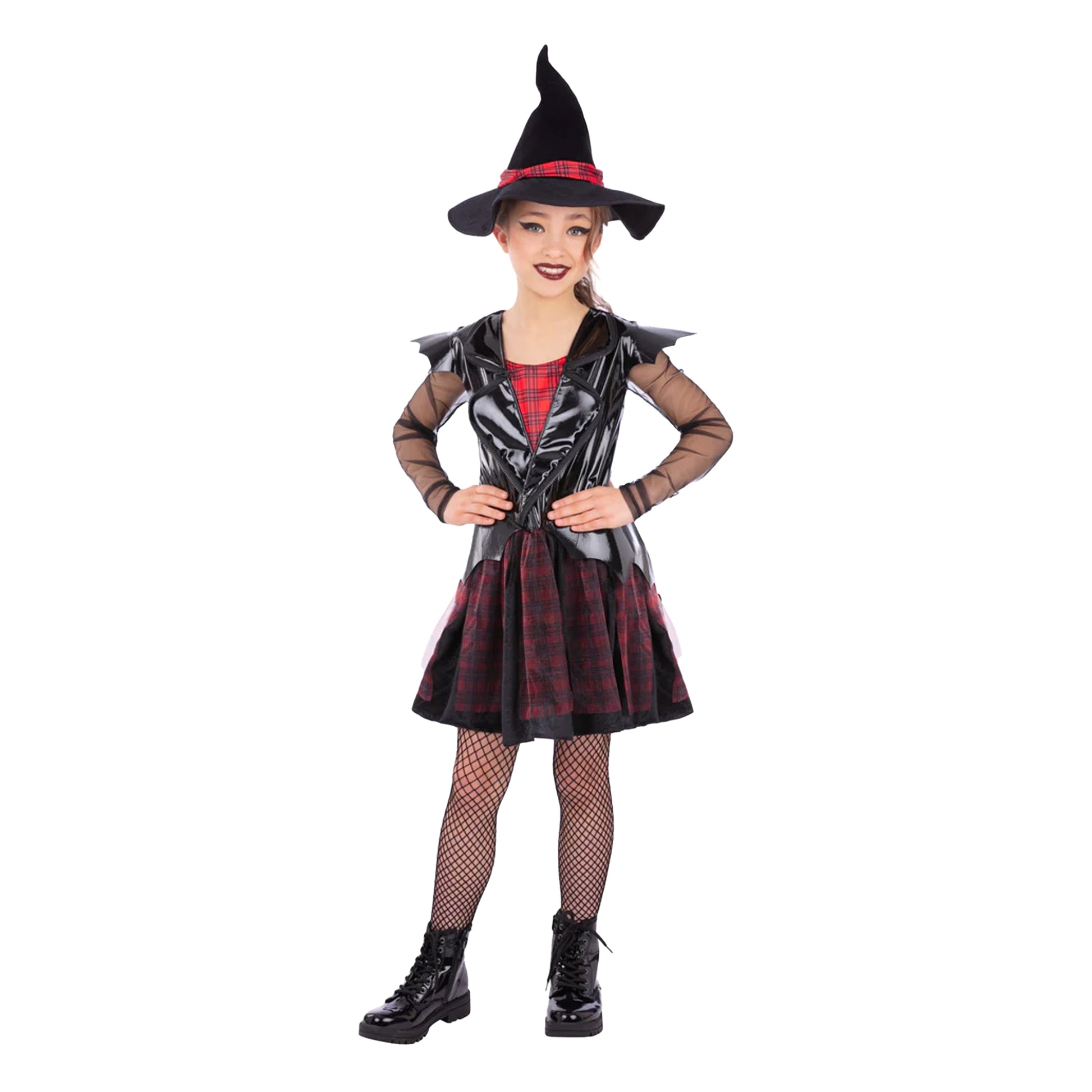 Black - Front - Smiffys Girls Punk Witch Costume