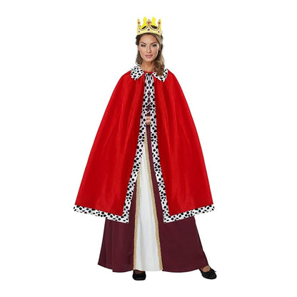 White-Maroon-Gold - Back - Queen Unisex Adult Royal Robe Costume Set