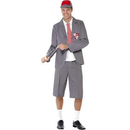 Grey - Front - Smiffys Mens Schoolboy Costume Set