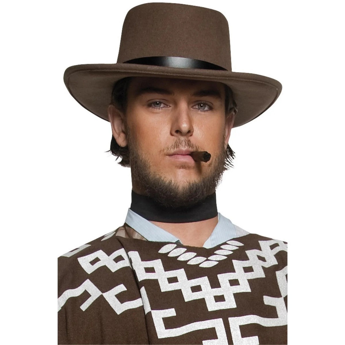 Brown - Back - Smiffys Mens Western Wandering Gunman Hat