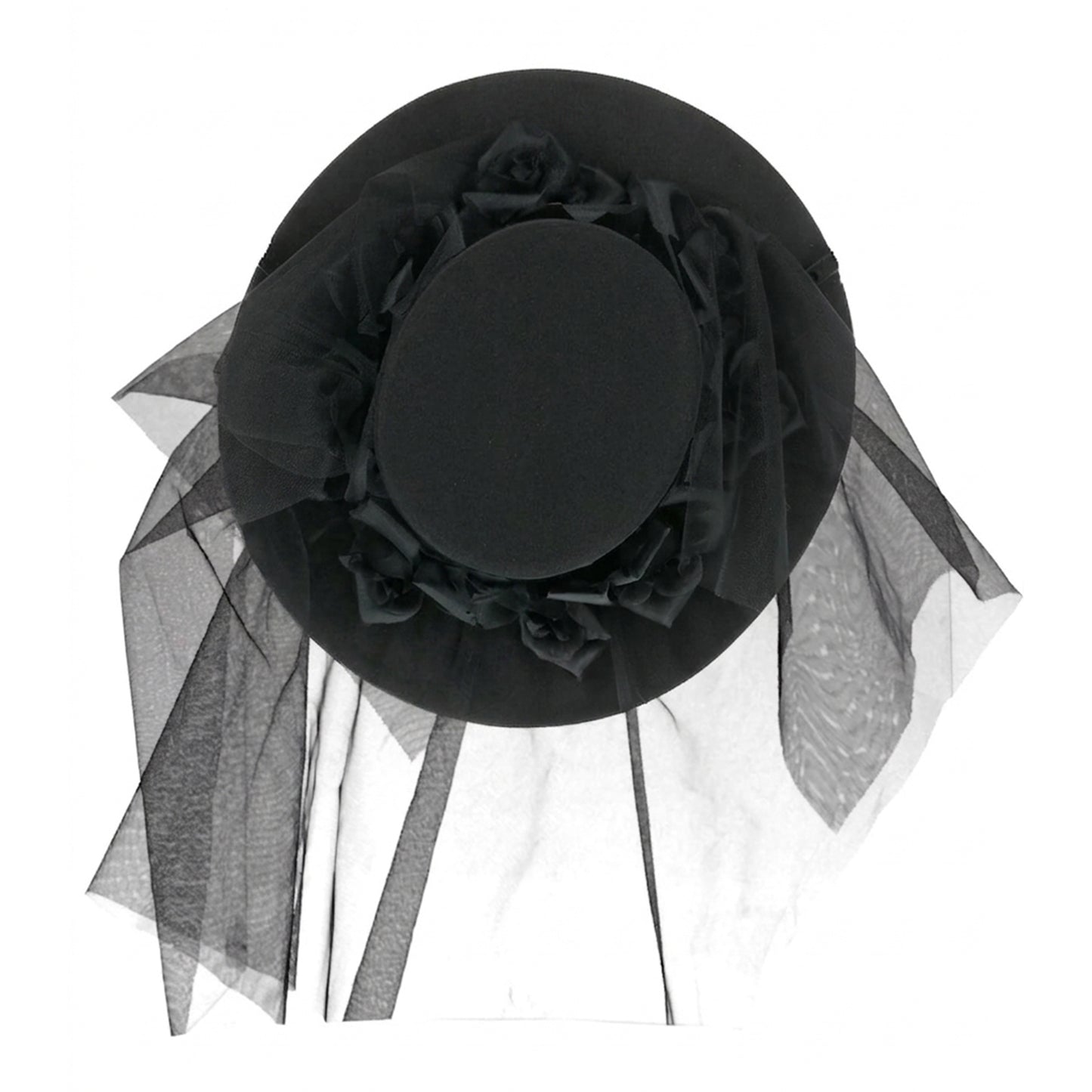 Black - Back - Smiffys Womens-Ladies Gothic Funeral Hat