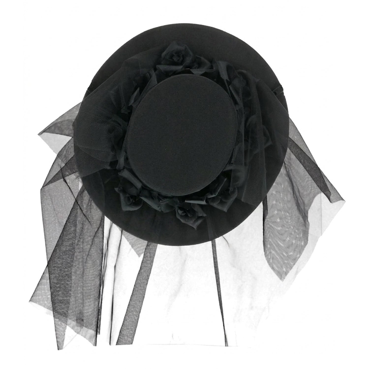Black - Back - Smiffys Womens-Ladies Gothic Funeral Hat