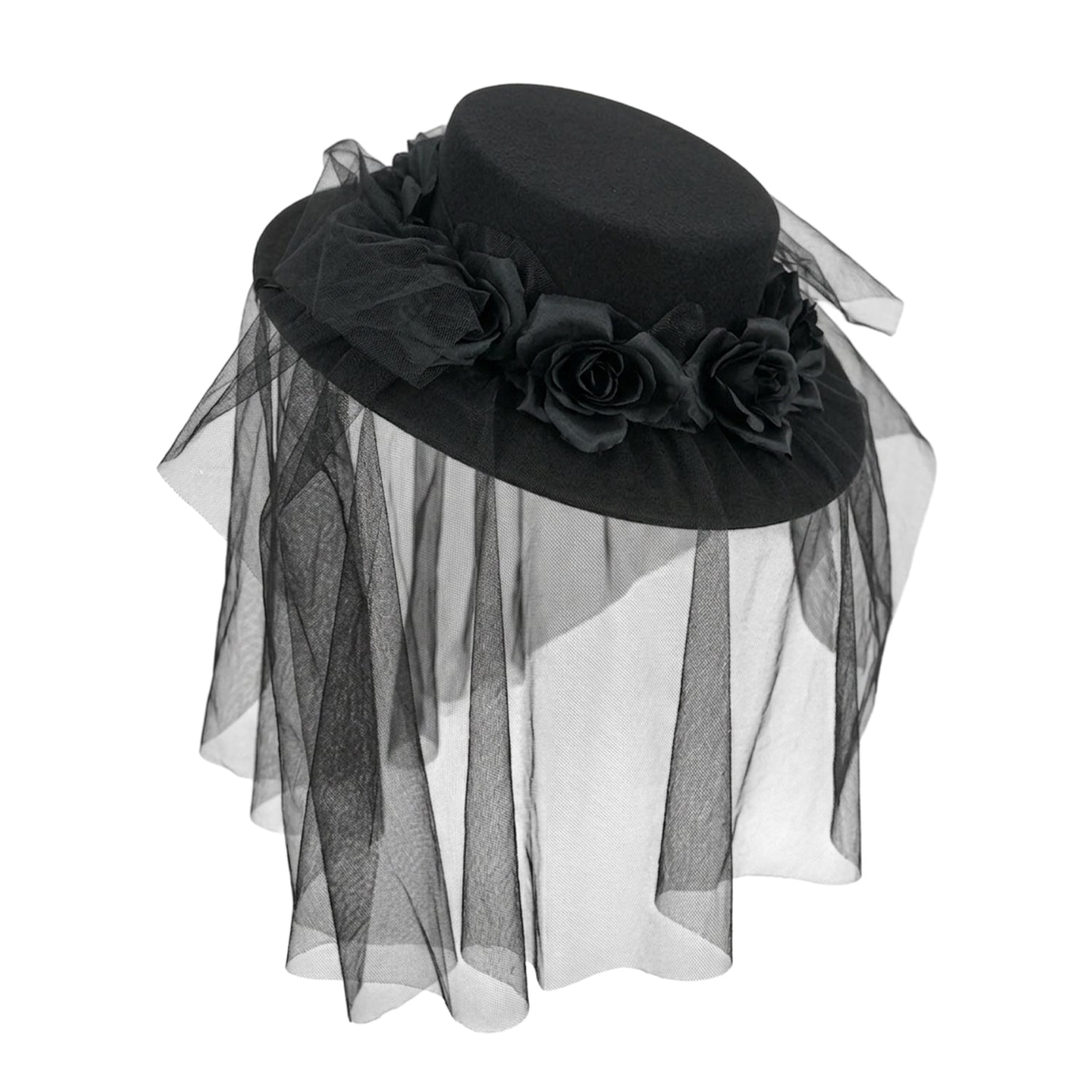 Black - Front - Smiffys Womens-Ladies Gothic Funeral Hat