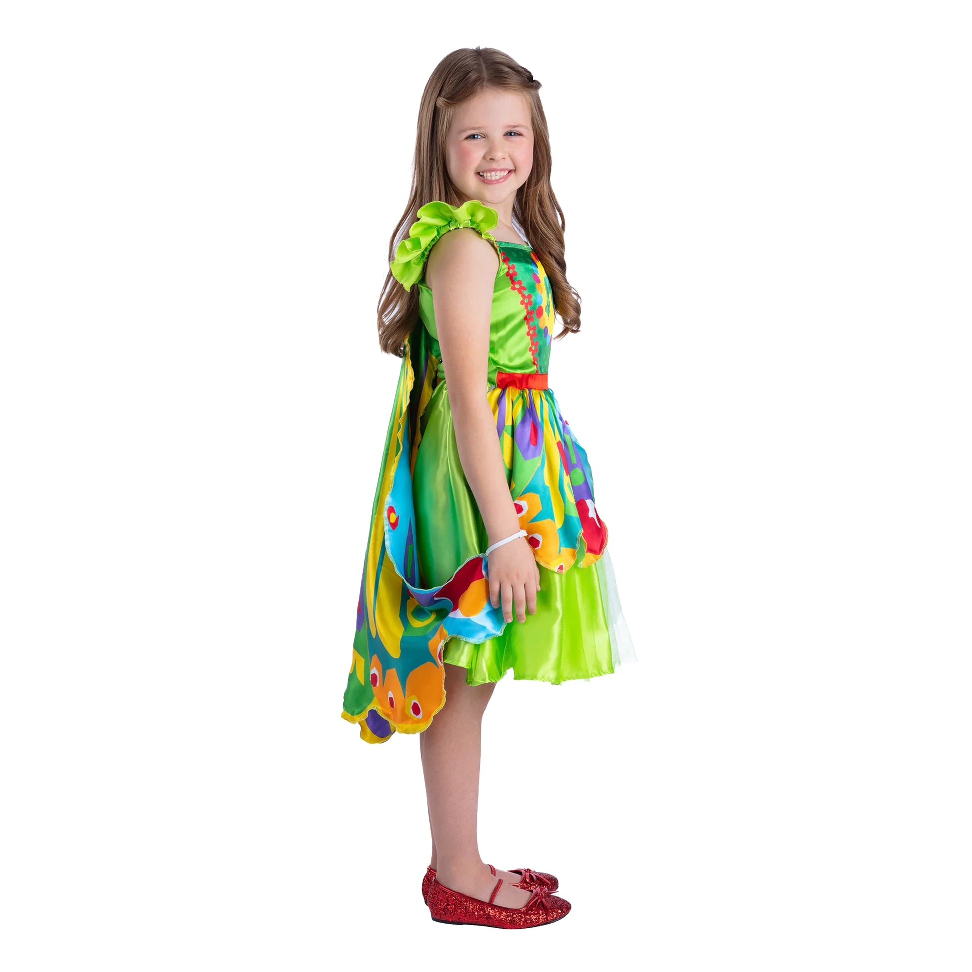 Green-Yellow-Red - Side - The Very Hungry Caterpillar Girls Butterfly Costume Dress